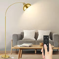 Arc Floor Lamp with Remote Control, Dimmable, Gold