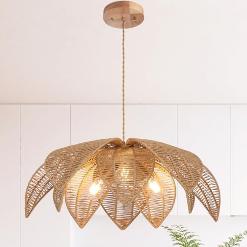 3-Light 24" Rattan Chandelier