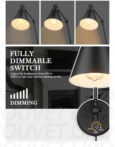 LIROUVET Black Swing Arm Wall Sconces, Set of Two