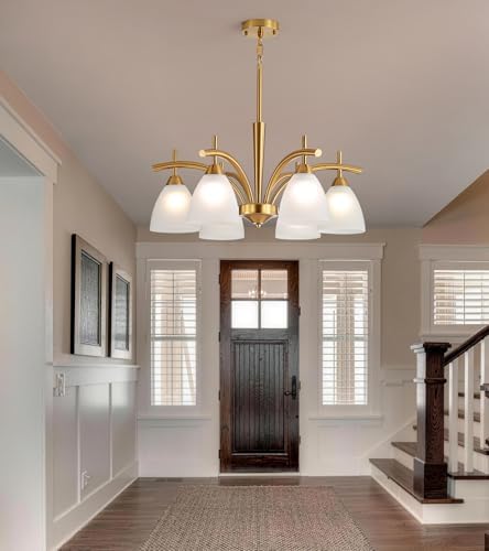 Q&S Antique Brass Gold 6-Light Chandelier
