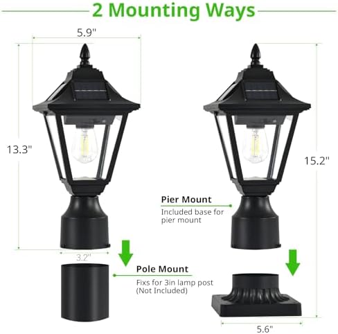 Solar Post Lights, Motion Sensor, 2 Pack