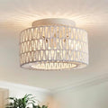 White 3-Light Rattan Flush Mount Ceiling Light