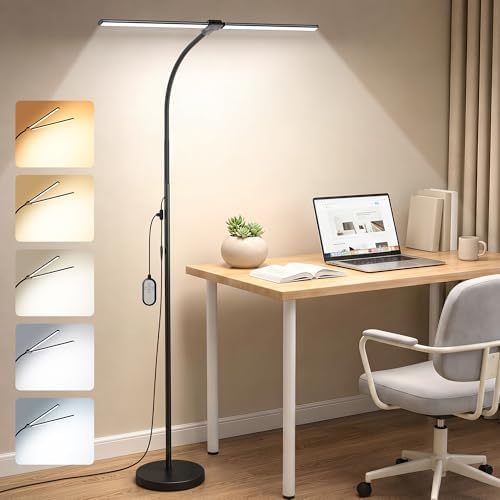 20W 1400LM LED Floor Lamp with Adjustable Neck
