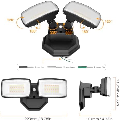 Onforu 3CCT Outdoor Flood Lights, 32W Hardwired Security Light, Yard