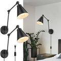 LIROUVET Black Swing Arm Wall Sconces, Set of Two