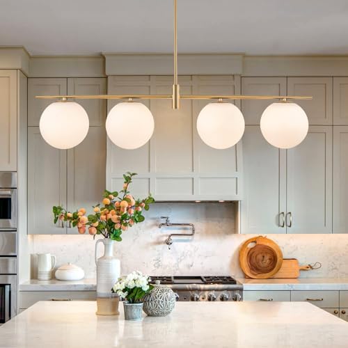 45.3" 4-Light Linear Chandelier, Brushed Gold