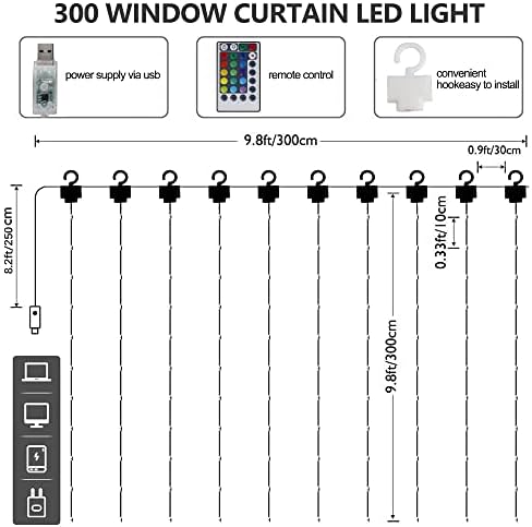 HOME LIGHTING 300 LED RGB Curtain String Lights