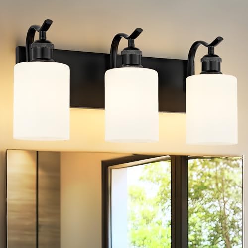 3-Light 19 Inch Bathroom Vanity Light, Black