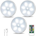 Lightbiz Wireless Motion Sensor Puck Lights, 3 Pack