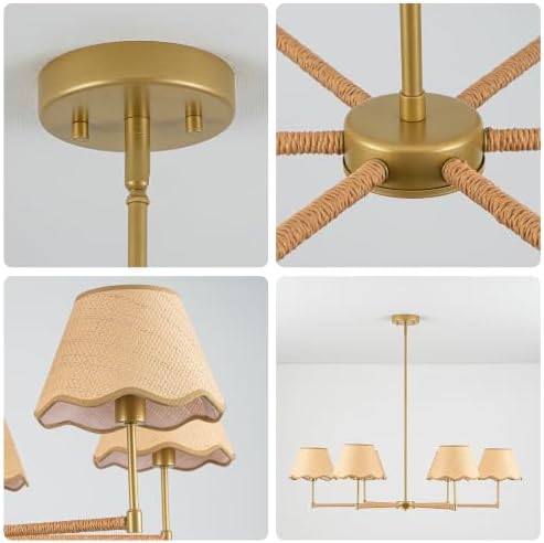 MAYNA 38" 6-Light Rattan Chandelier