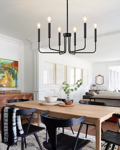 Yunnix 6-Light Black Farmhouse Chandelier