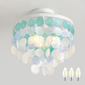13.8" Natural Capiz Shell Chandelier, 3-Light