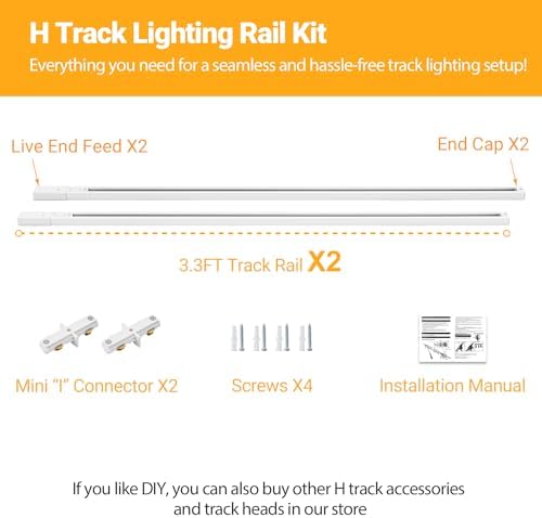 VANoopee 6.6FT H Track Lighting Rails Kit, White