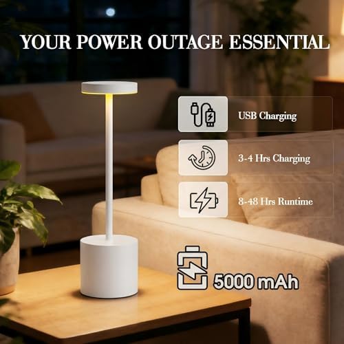 AUDLES White Cordless Table Lamp Set of 2, Rechargeable