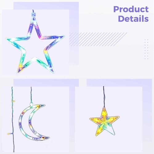 120 LED Star Moon Curtain String Light 11.5 ft
