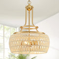 WUZUPS Gold Rattan Pendant Light 19.6 x 15.9 in