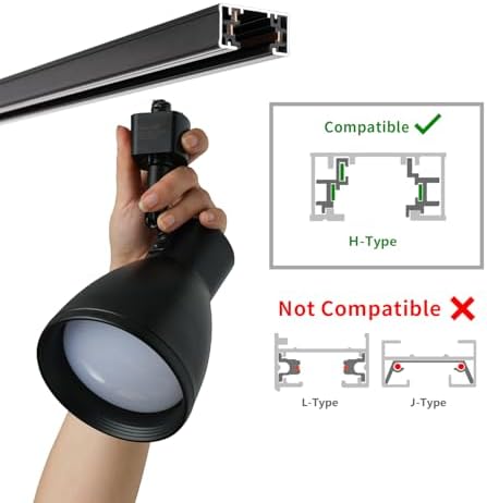 mirrea 6-Pack H-Type LED Track Lighting Heads, Black