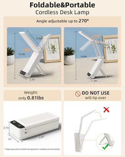 EZVALO Rechargeable Desk Lamp, 6000mAh, White