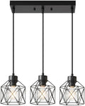 3-Light Black Hanging Pendant Light Fixture