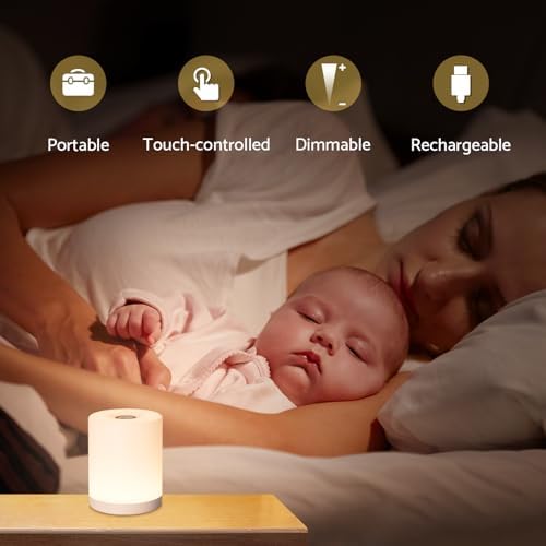 DAZZY DOT Rechargeable Baby Night Light, Dimmable Touch Lamp