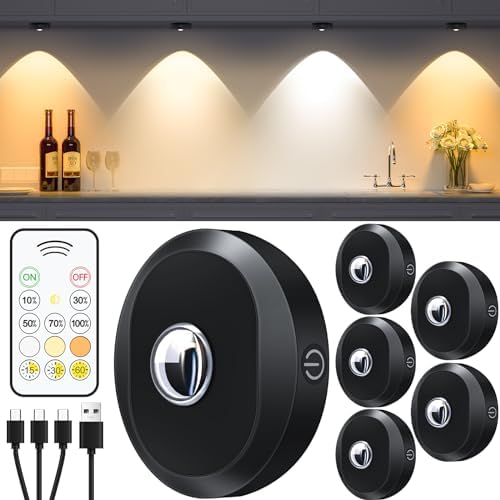 WILLED 6-Pack Rechargeable Puck Lights with Remote Control