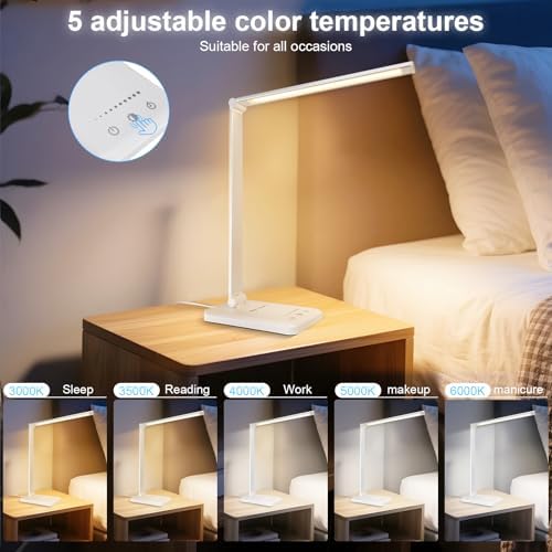 White crown LED Desk Lamp, White, 5 Lighting Modes