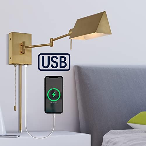 JONATHAN Y Arlo 22" Metal Swing Arm Wall Sconce, Brass Gold