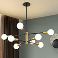KAISITE 8-Light Black and Gold Sputnik Chandelier
