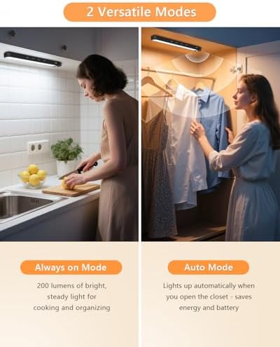 WILLED Rechargeable Under Cabinet Light Bars, 2 Pack