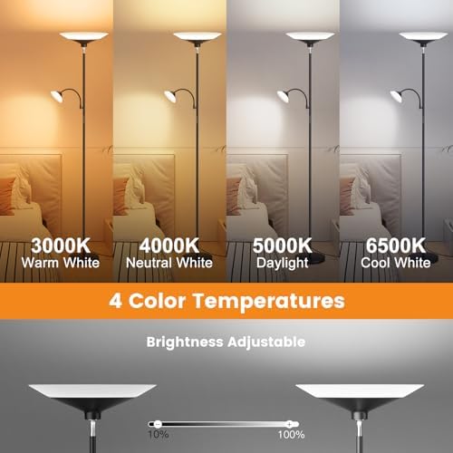 2-in-1 Dimmable Floor & Reading Lamp with Remote