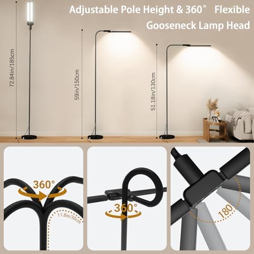 SIBRILLE 24W Dual-Head LED Floor Lamp, Dimmable Remote