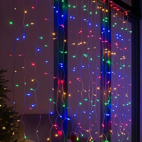 Dazzle Bright 300 LED Curtain String Lights, Multi-Colored
