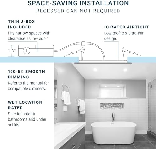PARMIDA 6 Pack 6 Inch Fire Rated LED Recessed Light