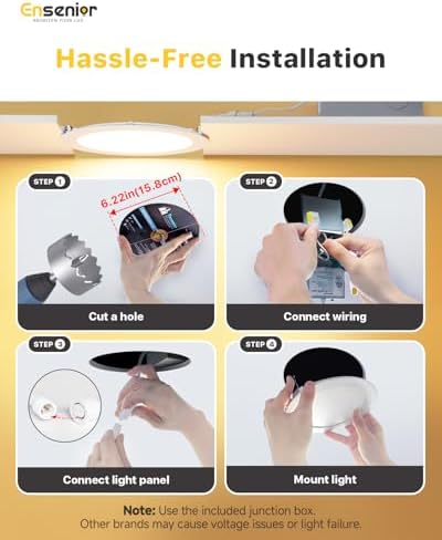 Ensenior 16 Pack 6 Inch LED Recessed Ceiling Light
