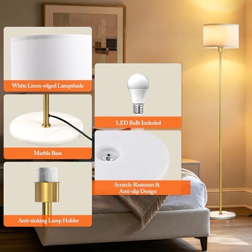 63" Floor Lamp with Marble Base