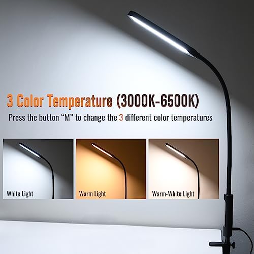 18W 3000LM Dimmable LED Clamp Desk Lamp