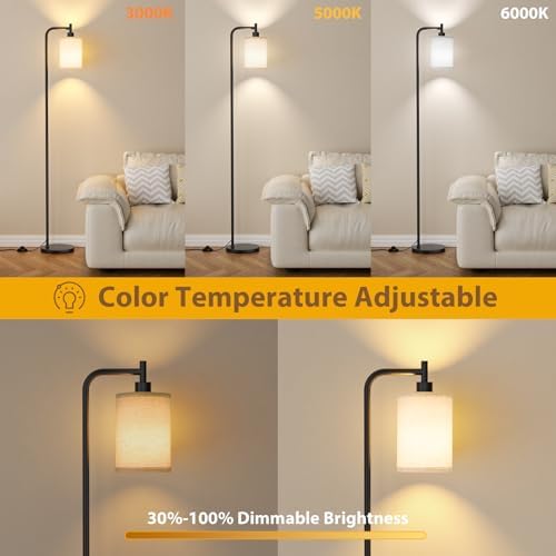 Ziisee 64" Floor Lamp with Remote Control, Beige Shade