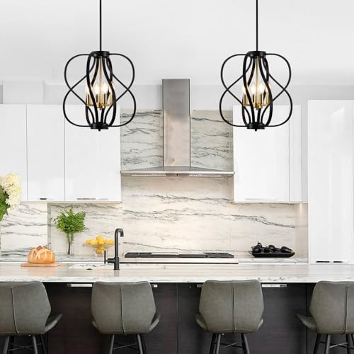 18" Black and Gold 4-Light Geometric Chandelier