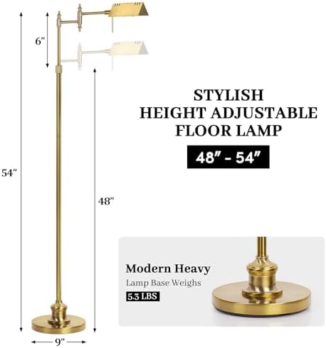 Bairth Gold Dimmable Reading Floor Lamp with Remote