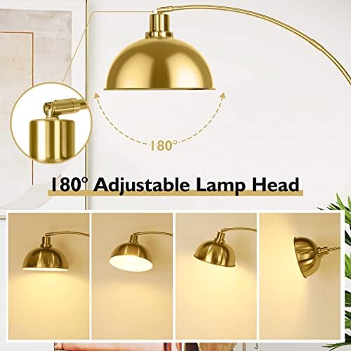 Arc Floor Lamp with Remote Control, Dimmable, Gold