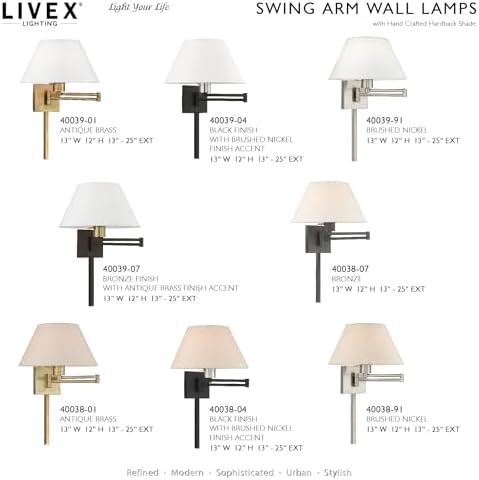 Livex Lighting 40038-01 Swing Arm Wall Light, Antique Brass