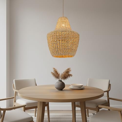 Modern Rattan Dome Pendant Light, 19 in. Natural