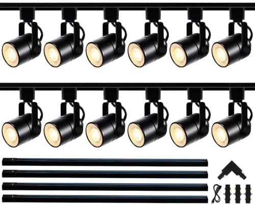 12-Light GU10 LED Track Lighting Kit, 3000K, Black