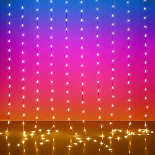 LED Curtain Lights, 9.8ft x 9.8ft 300 LED Color Changing
