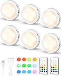 EZVALO RGB Rechargeable Puck Lights, 6 Pack