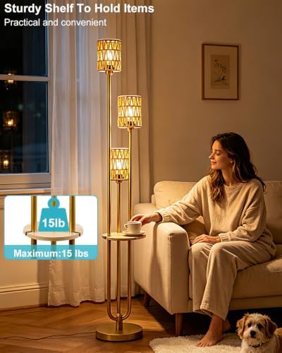 Lightdot 3-Lights Rattan Floor Lamp