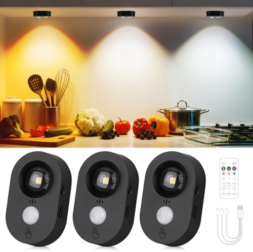 3-Pack Rechargeable LED Motion Sensor Puck Lights