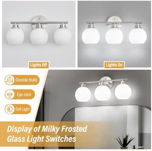 Brushed Nickel 3-Light Bathroom Vanity Light