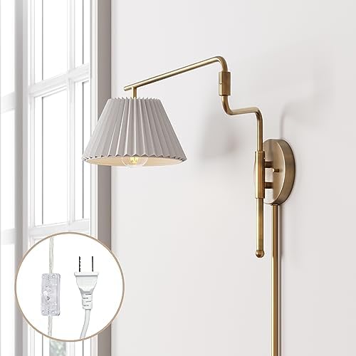 Nathan James Kai Wall-Mounted Reading Lamp, Pleated Shade
