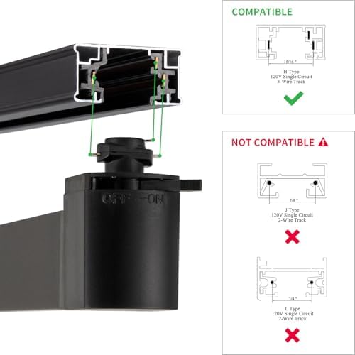 mirrea 3-Pack H-Type Dimmable LED Track Heads, Black